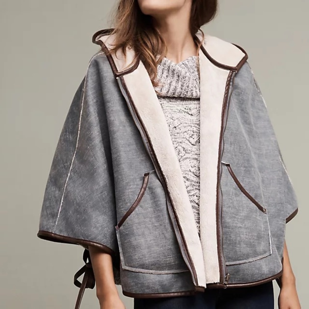 Reversible Hooded Sherpa Cape